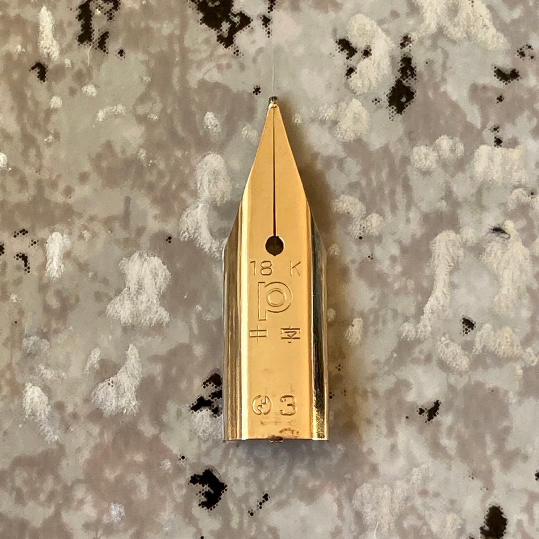 #045 オーバーホール済み 万年筆 プラチナ 象嵌 ポケット ショート18k