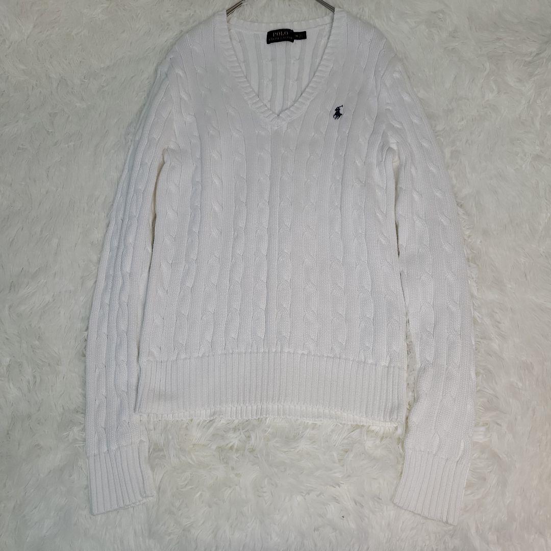 Polo Ralph Lauren ケーブルニットセーター ホワイト　V ネック