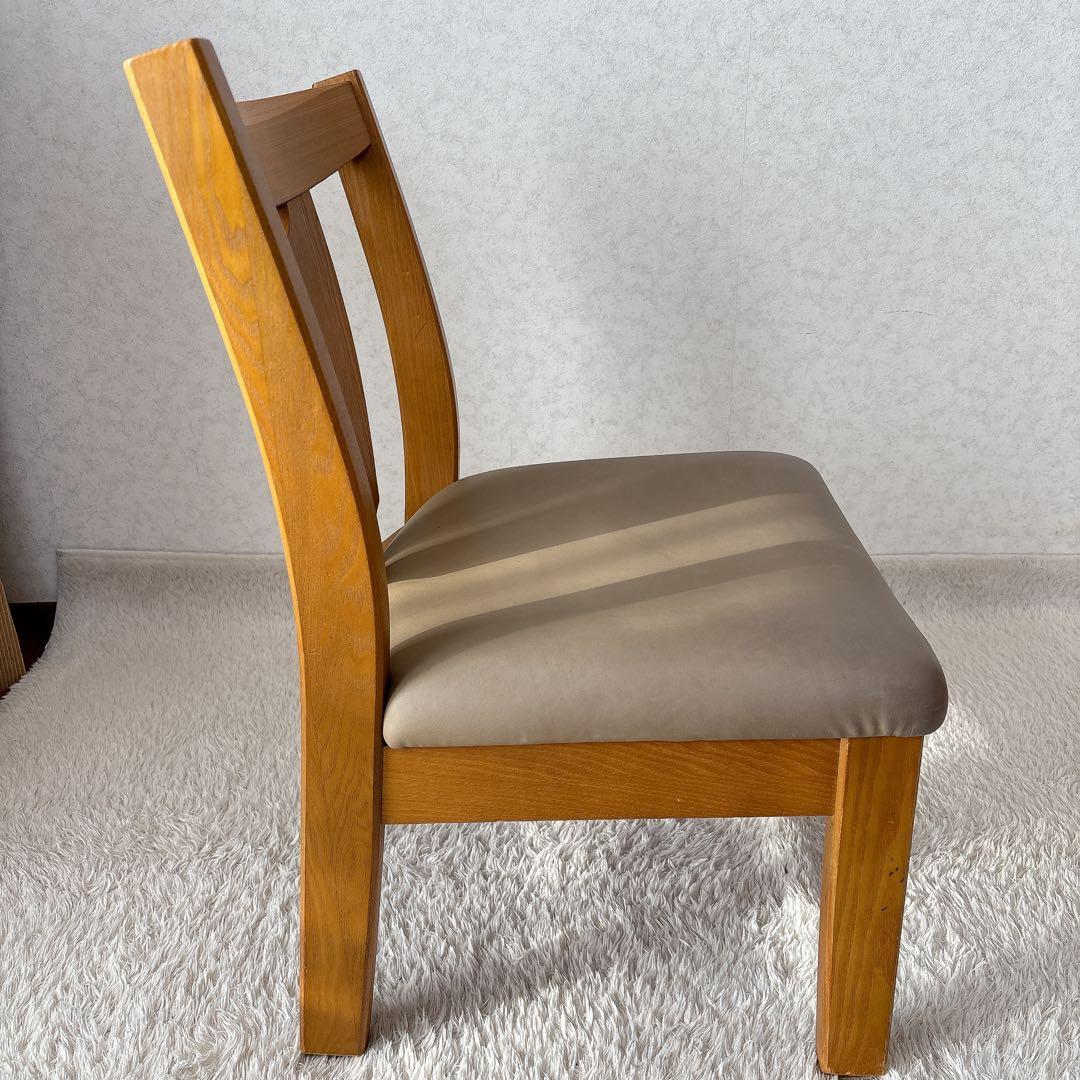 2脚セット】飛騨産業　キツツキマーク ダイニングチェア 座面レザー 高さ低め