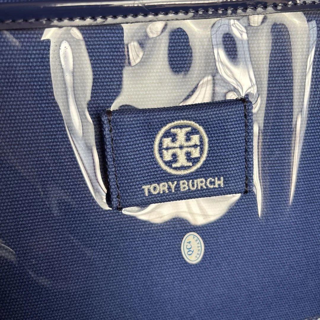【美品】TORY BURCHトートバッグ ナイロン NVY ビッグロゴ