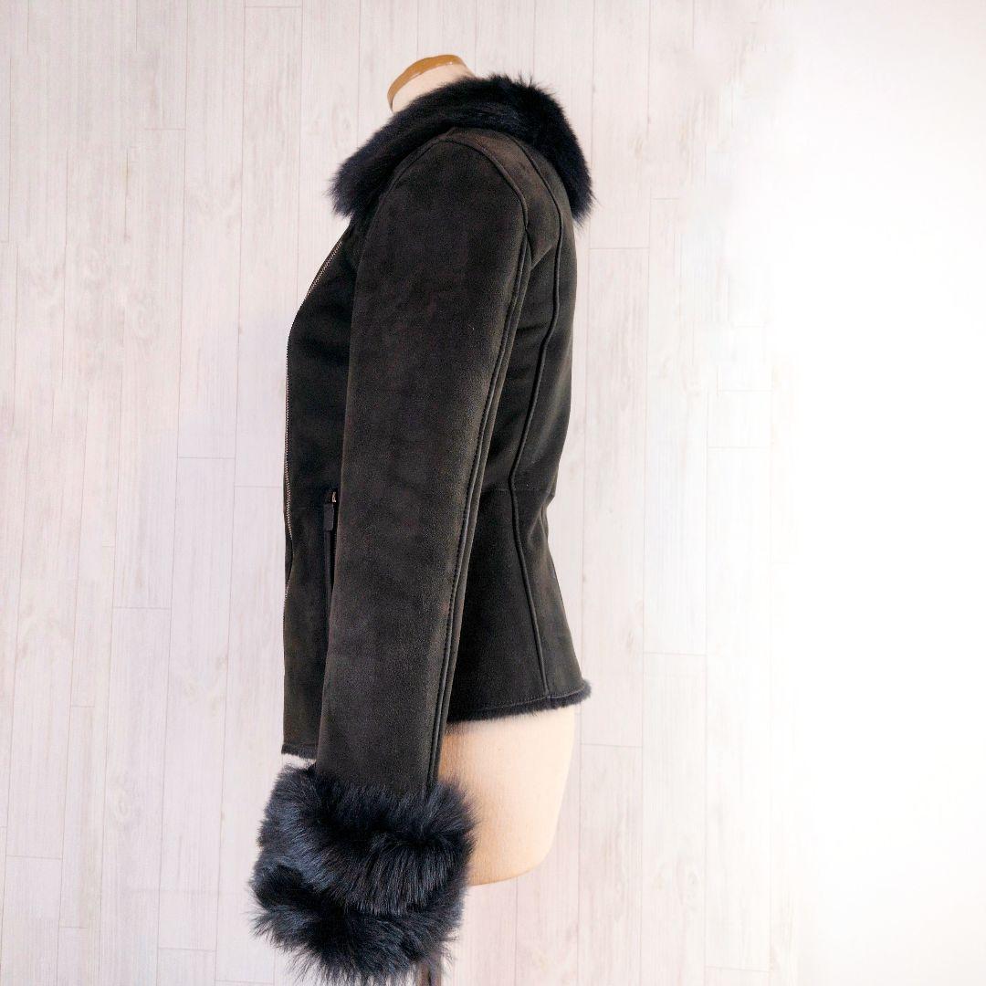 美品☆ アルマーニ ファー付き スエード ムートン ダブルライダースジャケット