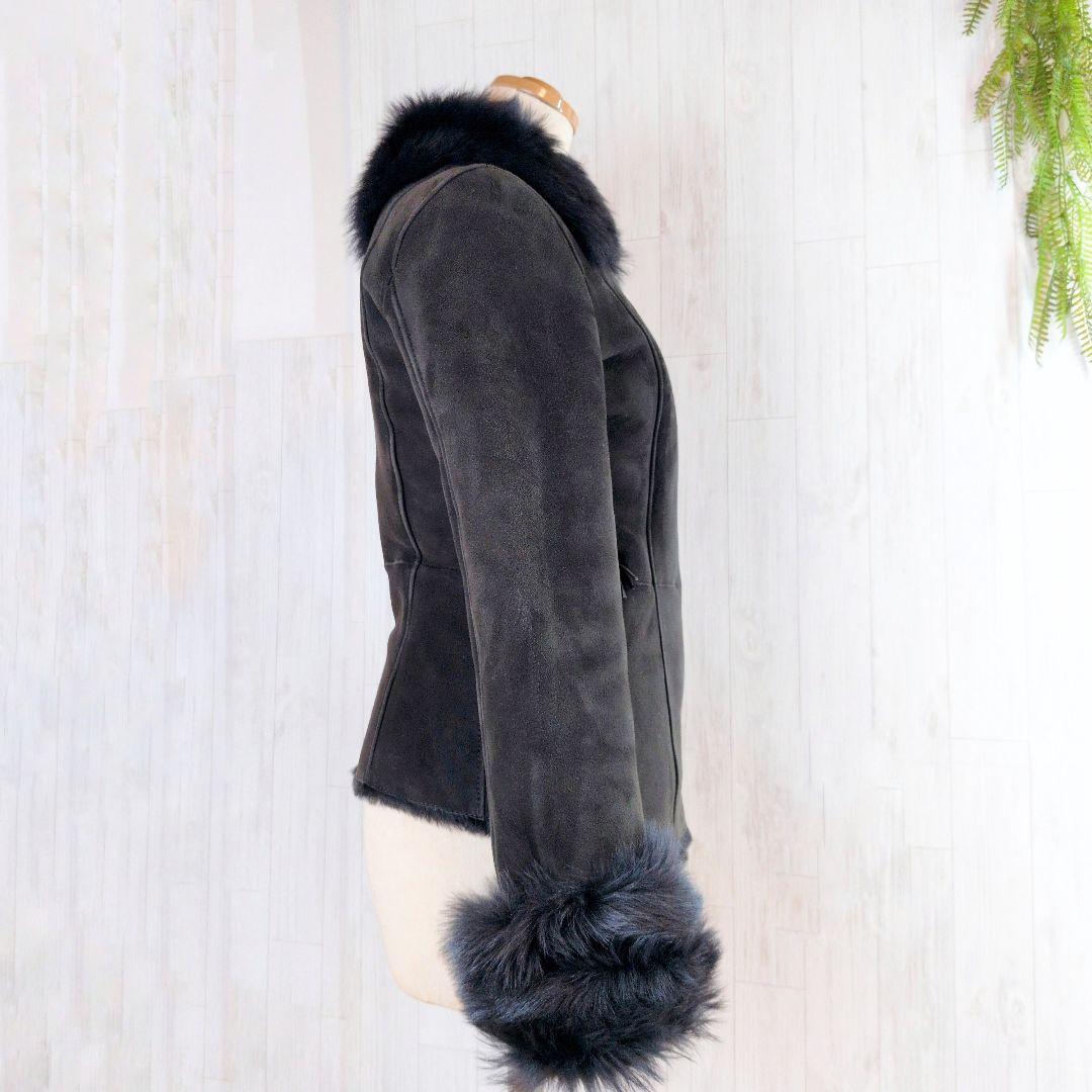 美品☆ アルマーニ ファー付き スエード ムートン ダブルライダースジャケット