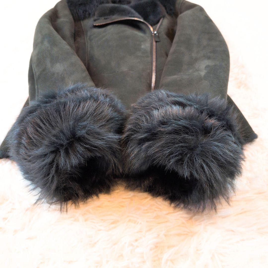 美品☆ アルマーニ ファー付き スエード ムートン ダブルライダースジャケット