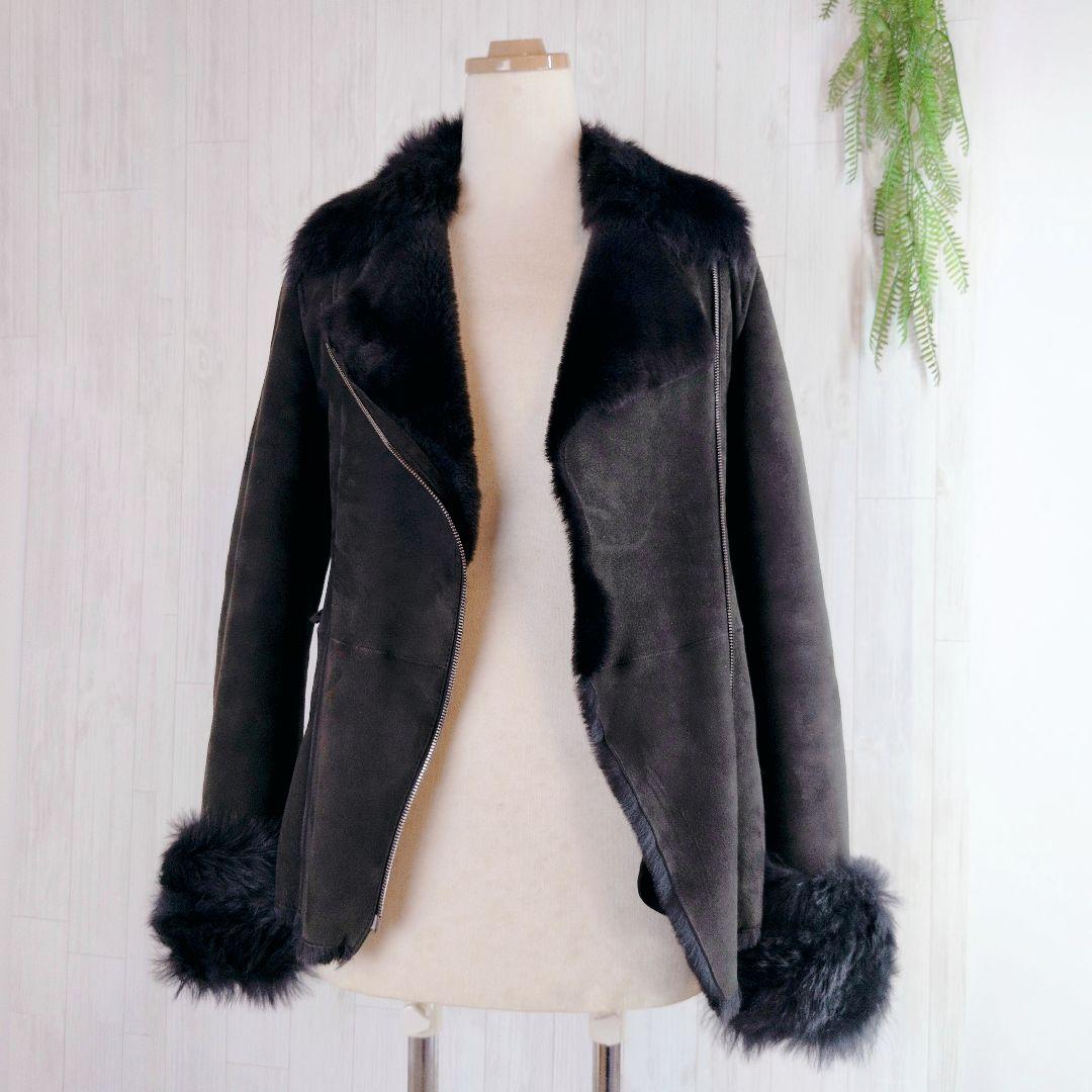 美品☆ アルマーニ ファー付き スエード ムートン ダブルライダースジャケット