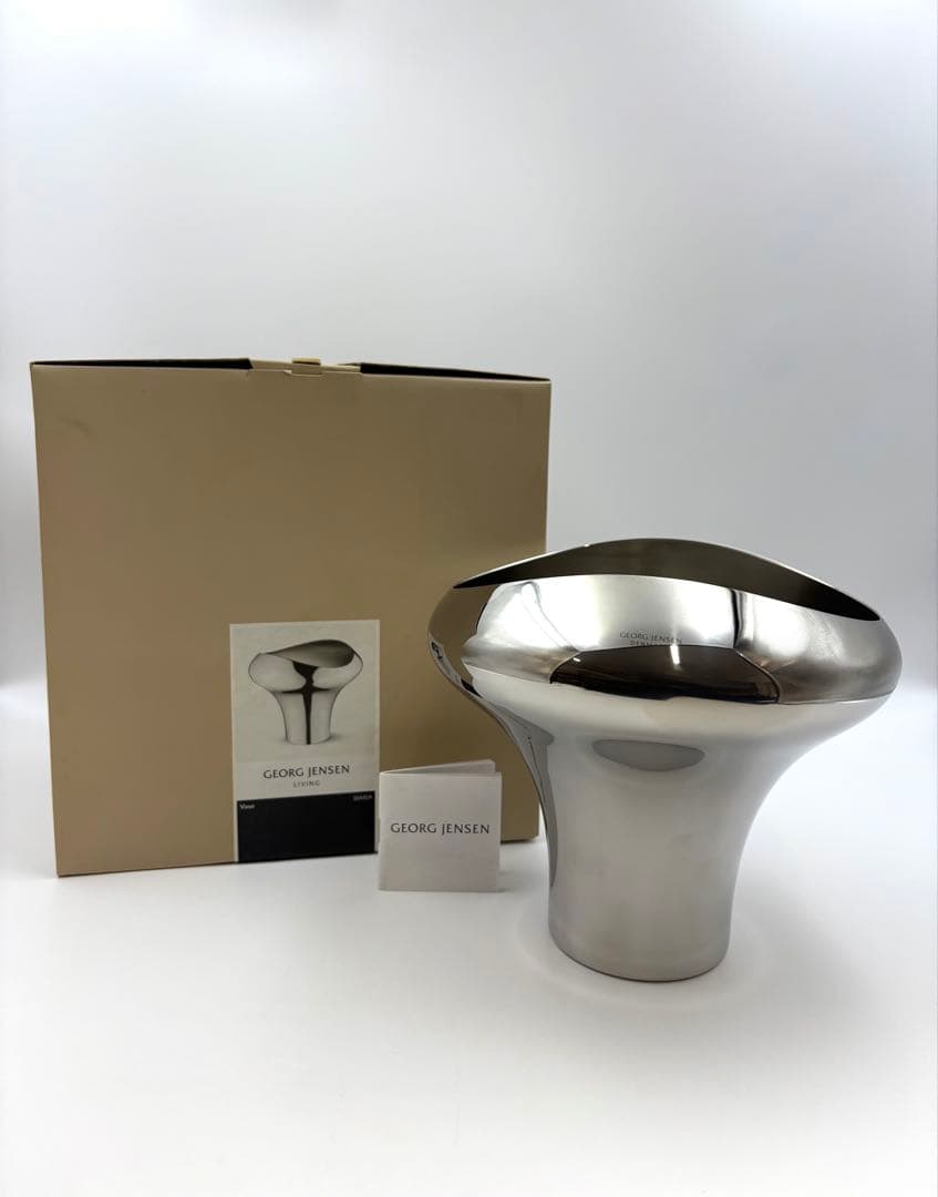   ジョージジェンセン　ステンレス　フラワーベース花瓶箱付