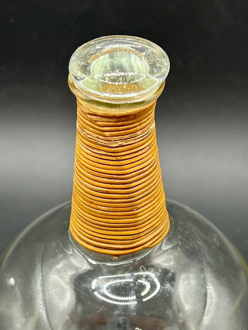 時代　和ガラス　ガラス蓋付き徳利　花瓶　鶴首徳利　アンティーク　古道具