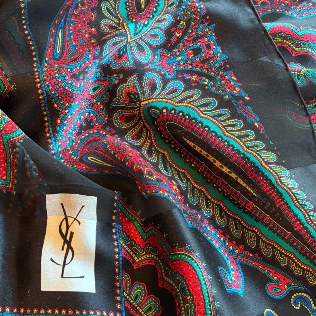 新品級✨イヴサンローラン 大判 スカーフ ストール ショール ペイズリー シルク