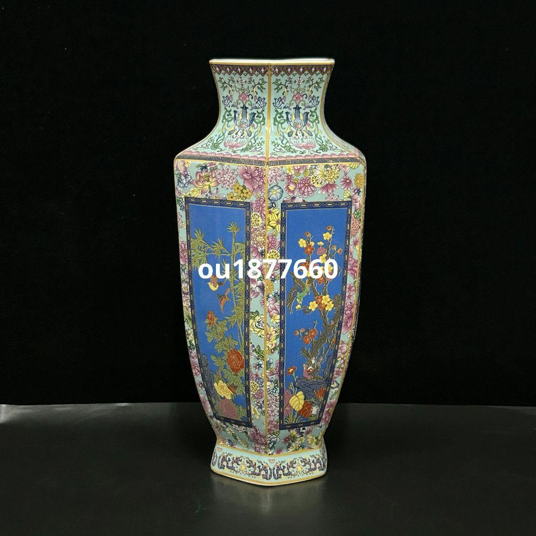 梅蘭竹菊六方瓶 景徳鎮 陶磁器 装飾品 現代工芸品 美術品 置物