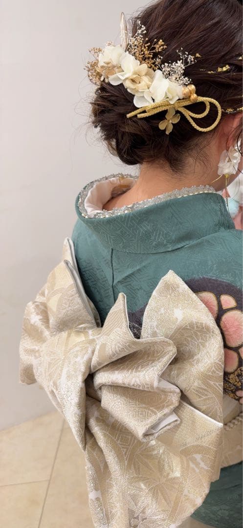 【Lemon】振袖フルセット 鶯色(緑系) 極上絞り 成人式