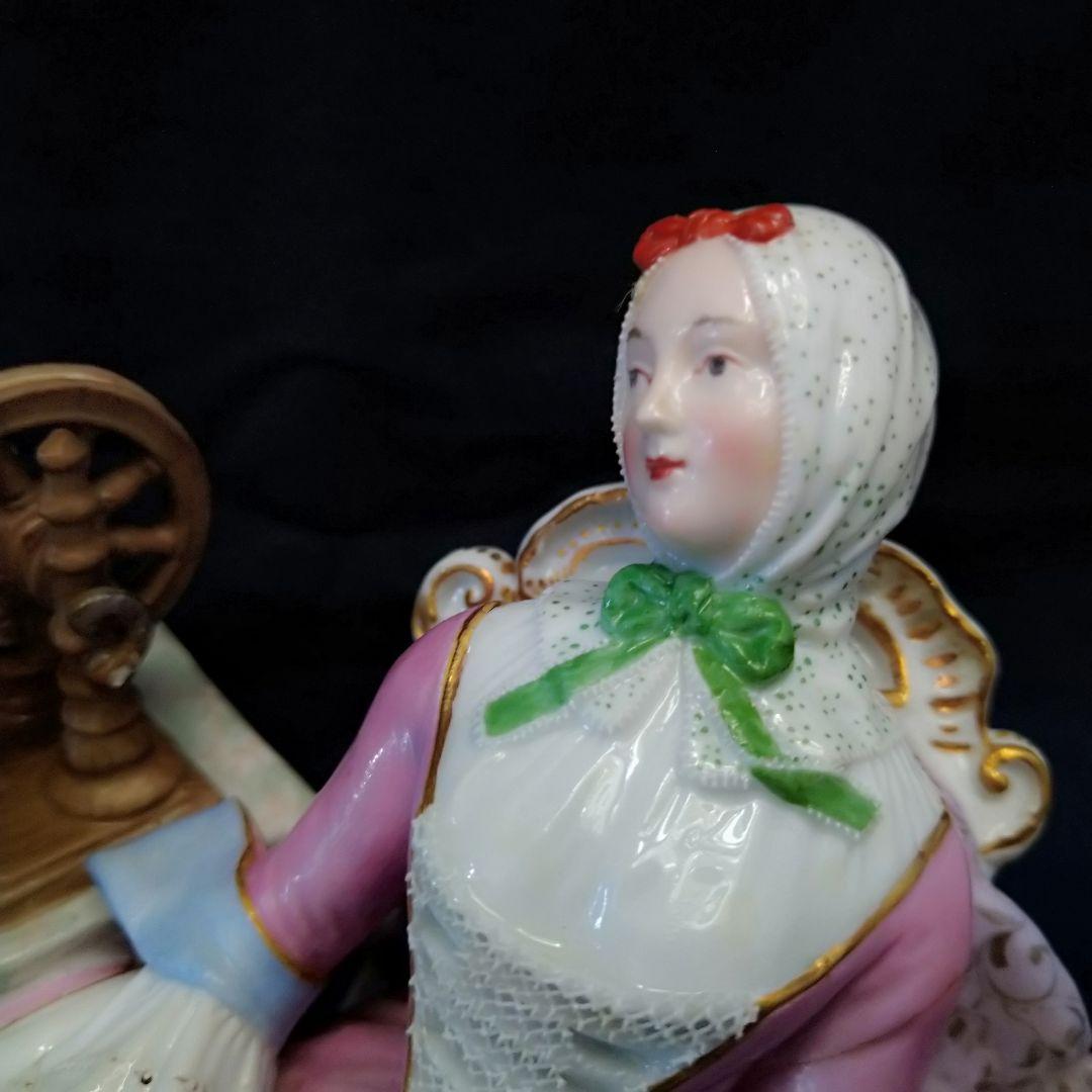 ✤1924年以前マイセン（Meissen）『糸を紡ぐ女性』