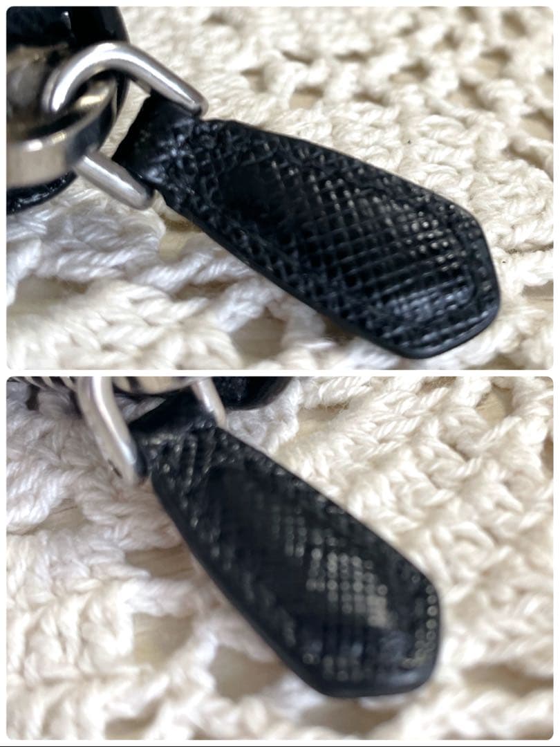 レア　PRADA サフィアーノ　トライアングル　コンパクトウォレット　ブラック