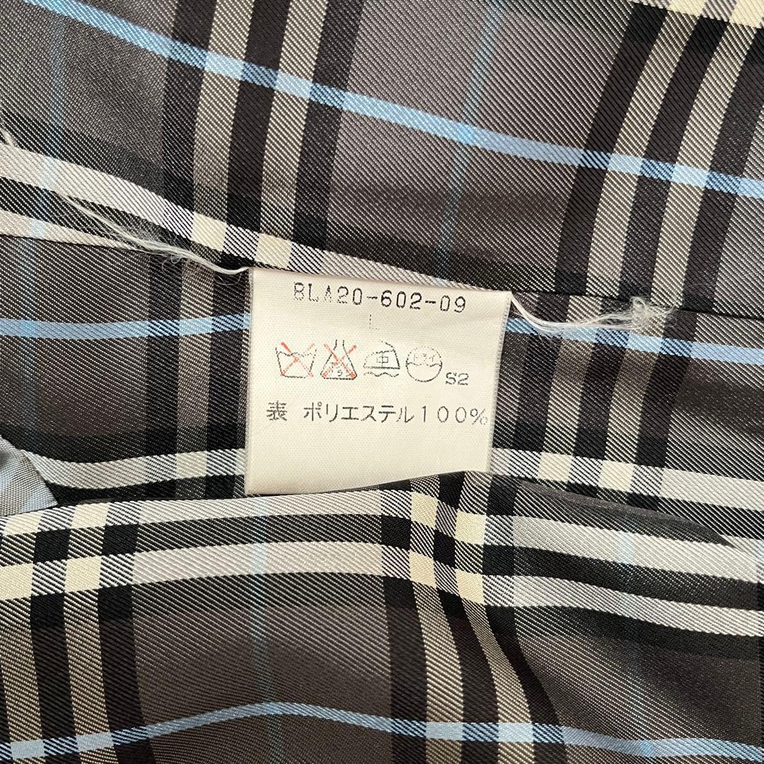 バーバリー ステンカラーコート 英国製 ノバチェック 黒 L位
