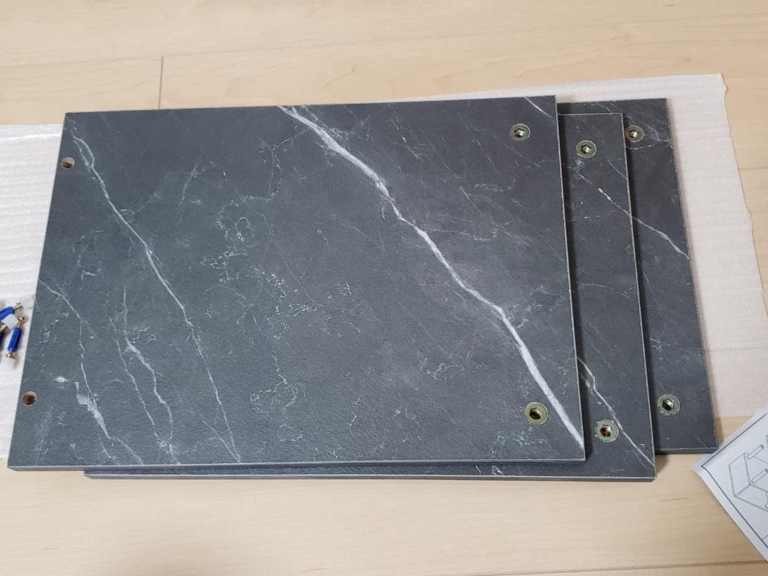 ☆見せる収納S型サイドテーブル　大理石調　ブラック　シンプル