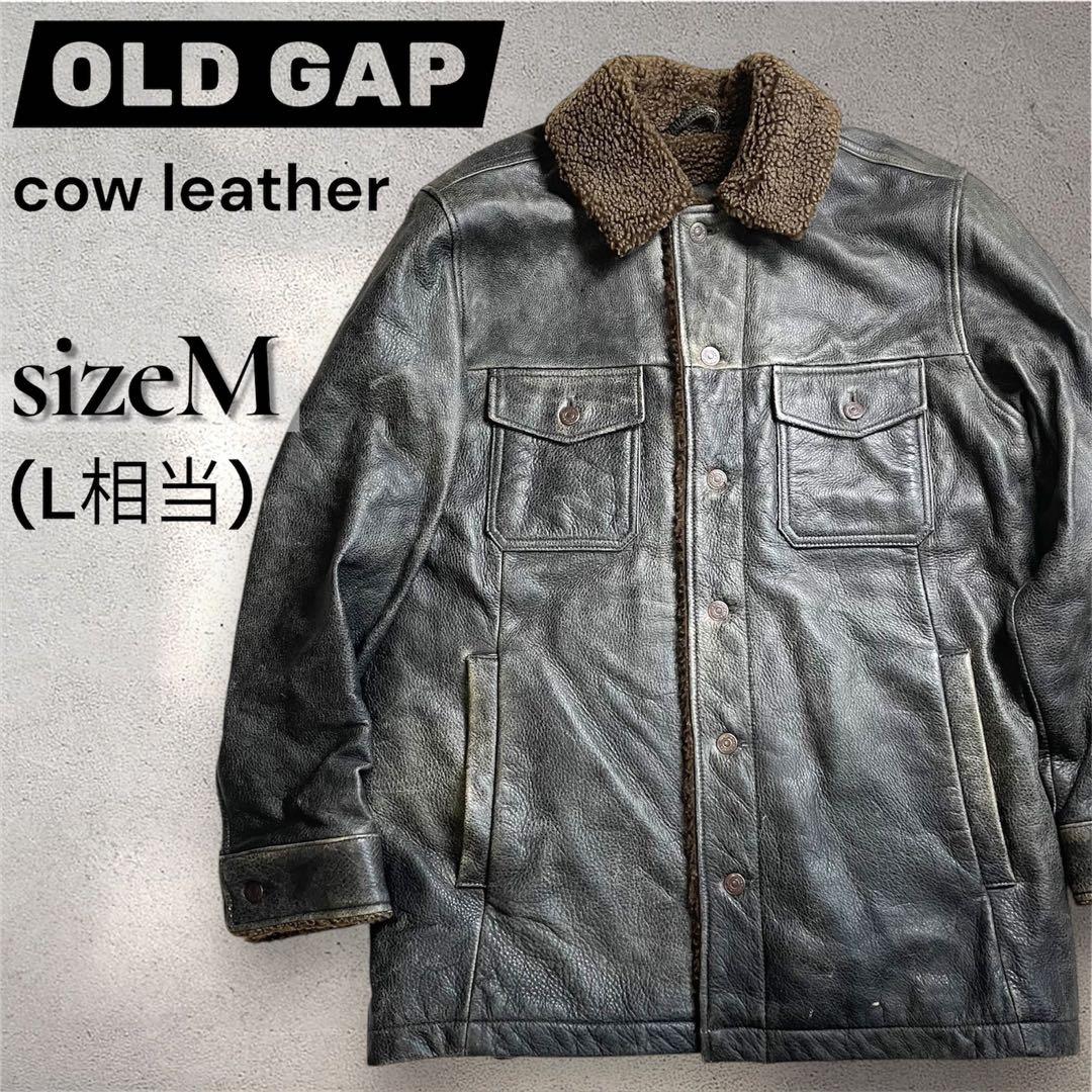 希少 old gap 襟ボア レザー ジャケット Ｌ相当　カーコート フェード