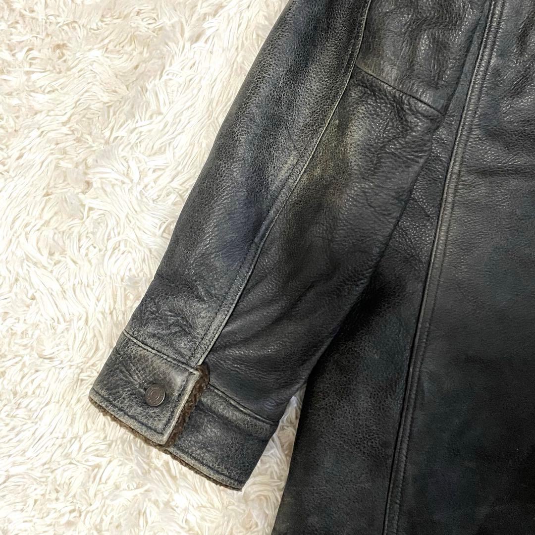 希少 old gap 襟ボア レザー ジャケット Ｌ相当　カーコート フェード
