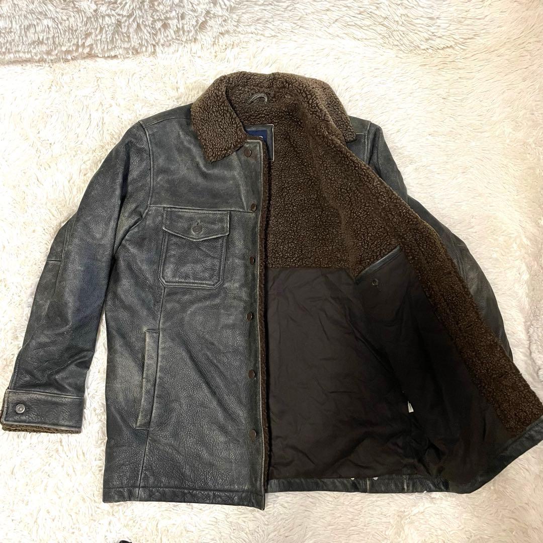 希少 old gap 襟ボア レザー ジャケット Ｌ相当　カーコート フェード