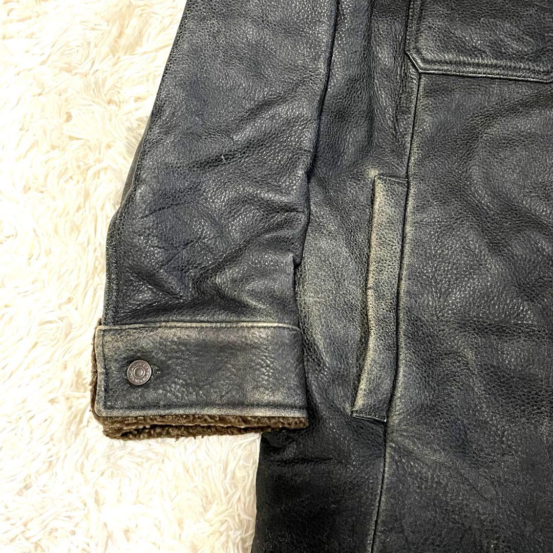 希少 old gap 襟ボア レザー ジャケット Ｌ相当　カーコート フェード
