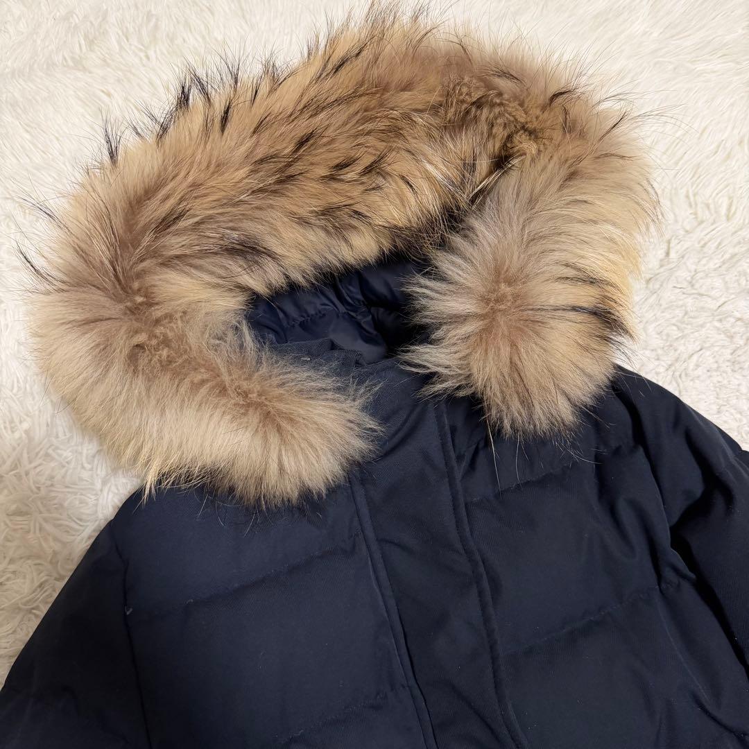 近年極美品　ピレネックス　グルノーブル　ダウンコート　ファー着脱可能　ネイビー