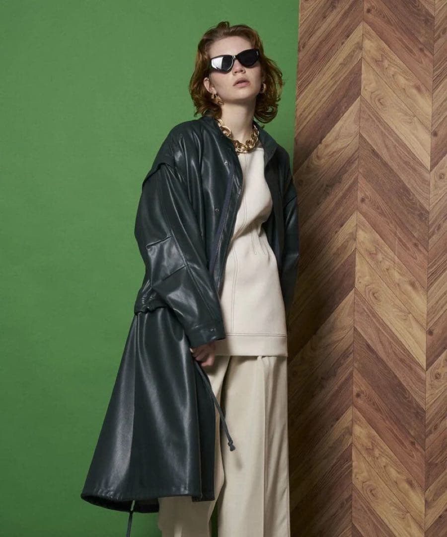 レザーモッズコート　コート　レザー　ブラック