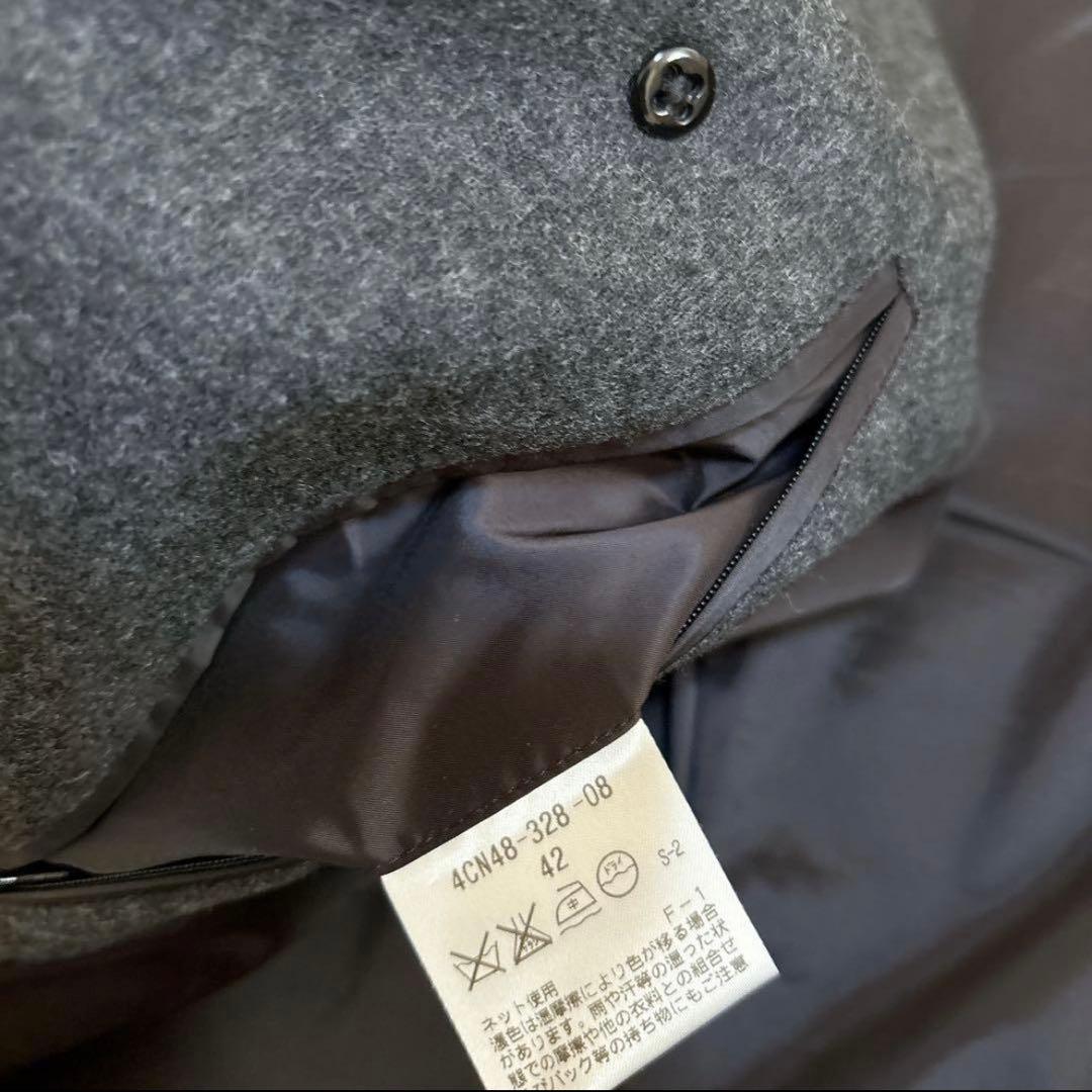 マッキントッシュ ステンカラーコート ダークグレー　ウール100% 42