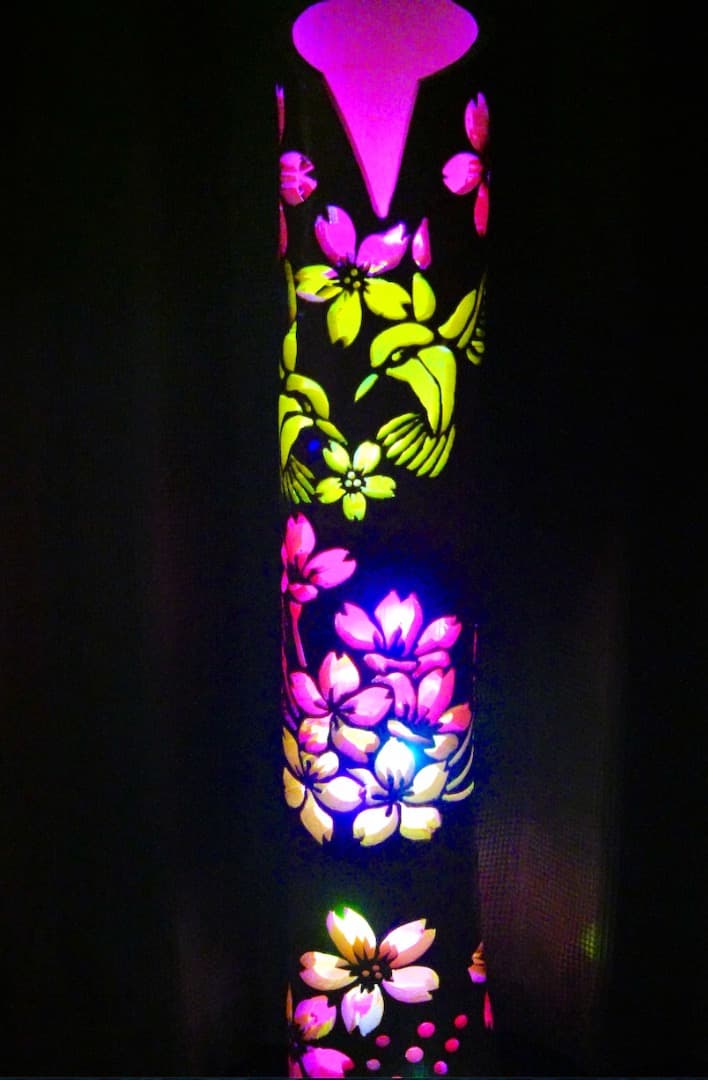 竹灯り　彩シリーズ　〜鳥たちの花見〜　竹灯籠　希少★変形極太孟宗竹