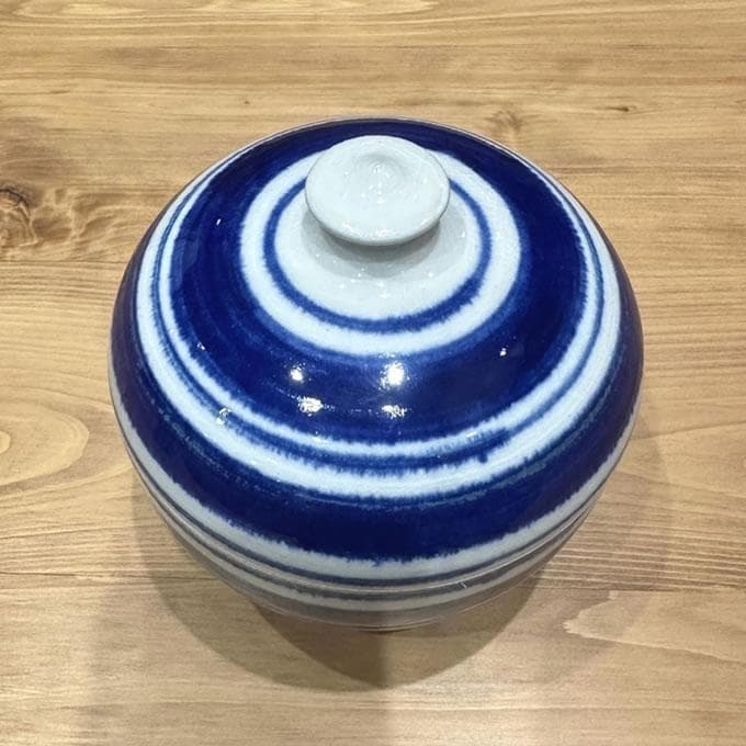 １点物　やちむん　沖縄 大嶺工房　大嶺實清　呉須染付合子