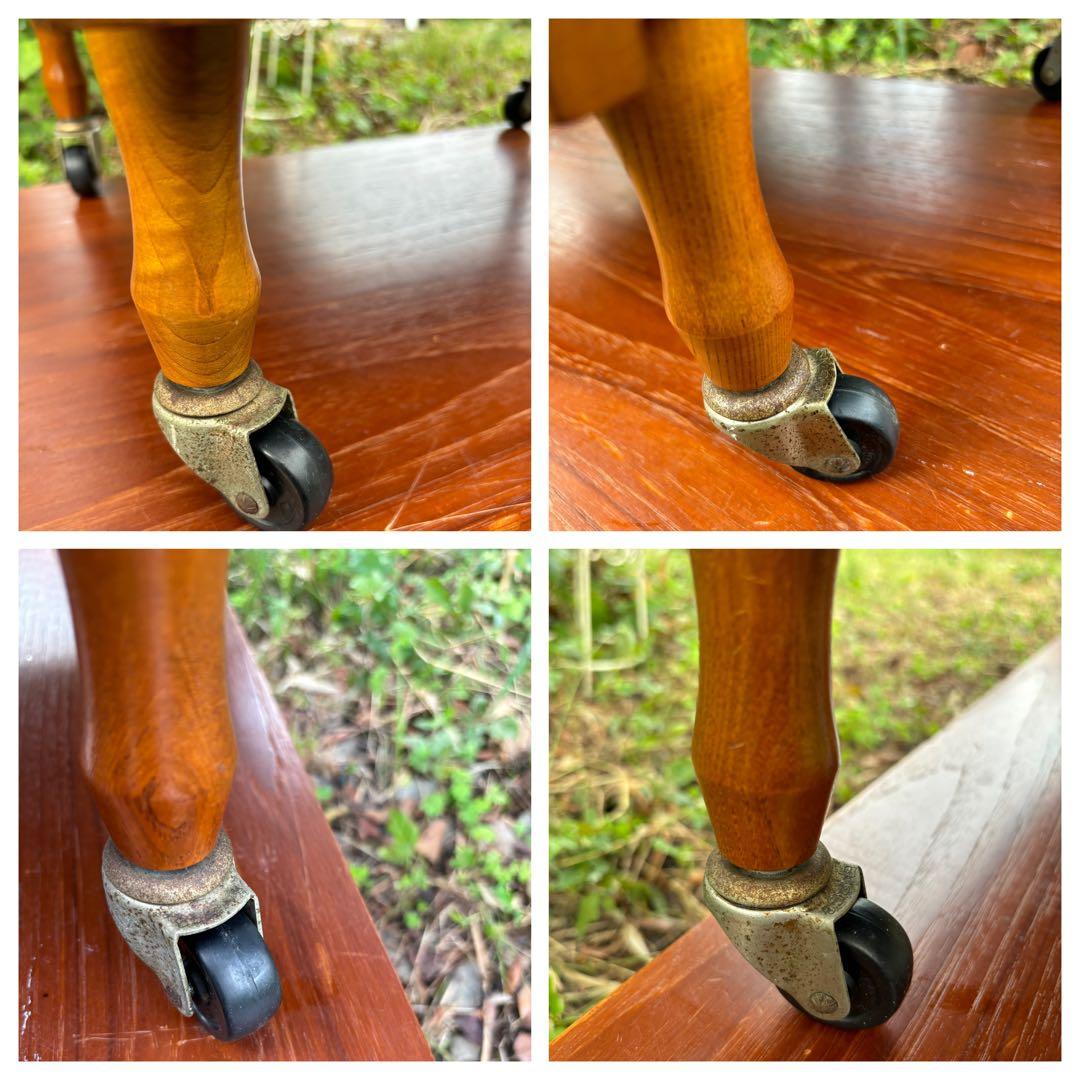 60〜70s 木製 2段式キッチンワゴン トローリーワゴン　花柄 昭和レトロ