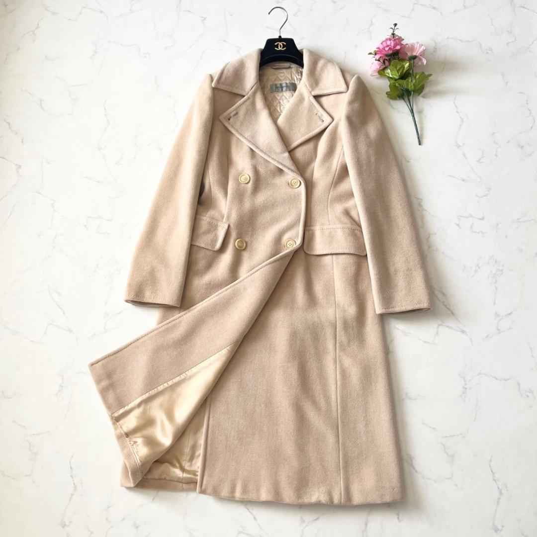 スポーツマックス アンゴラ カシミヤ ダブル チェスターコート ベージュ L