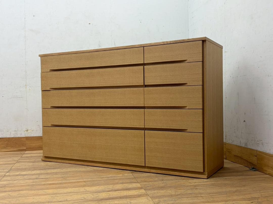 T8065☆展示品☆府中家具☆佐々木木工☆デフィ☆ナラ材☆桐☆ワイドチェスト☆