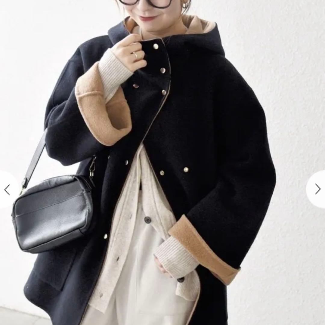 一部追加予約＞ SHIPS any： リバーフーデッドAラインミドルコート