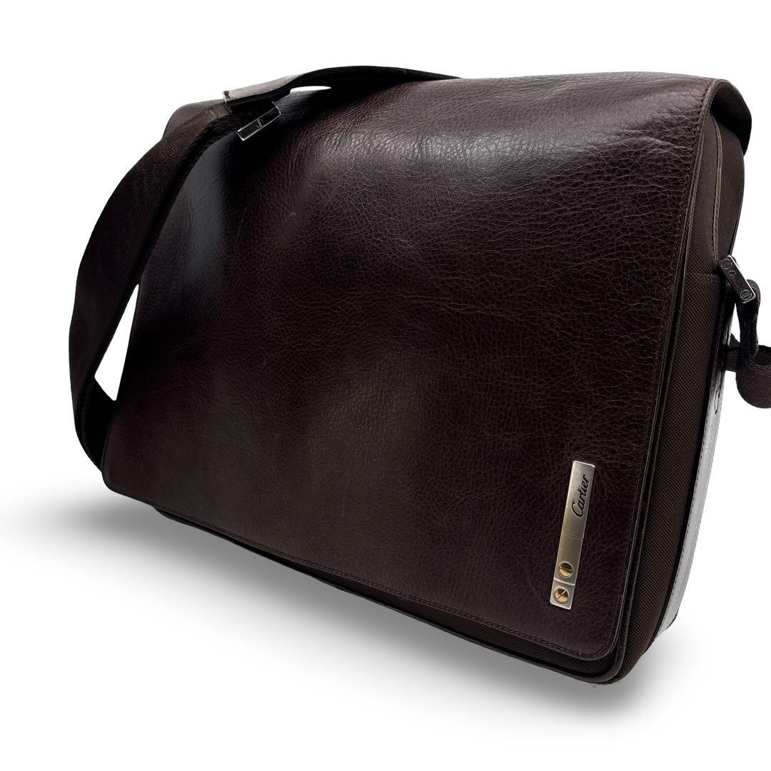 極美品】Cartier カルティエ サントス メッセンジャー ショルダー　レザー