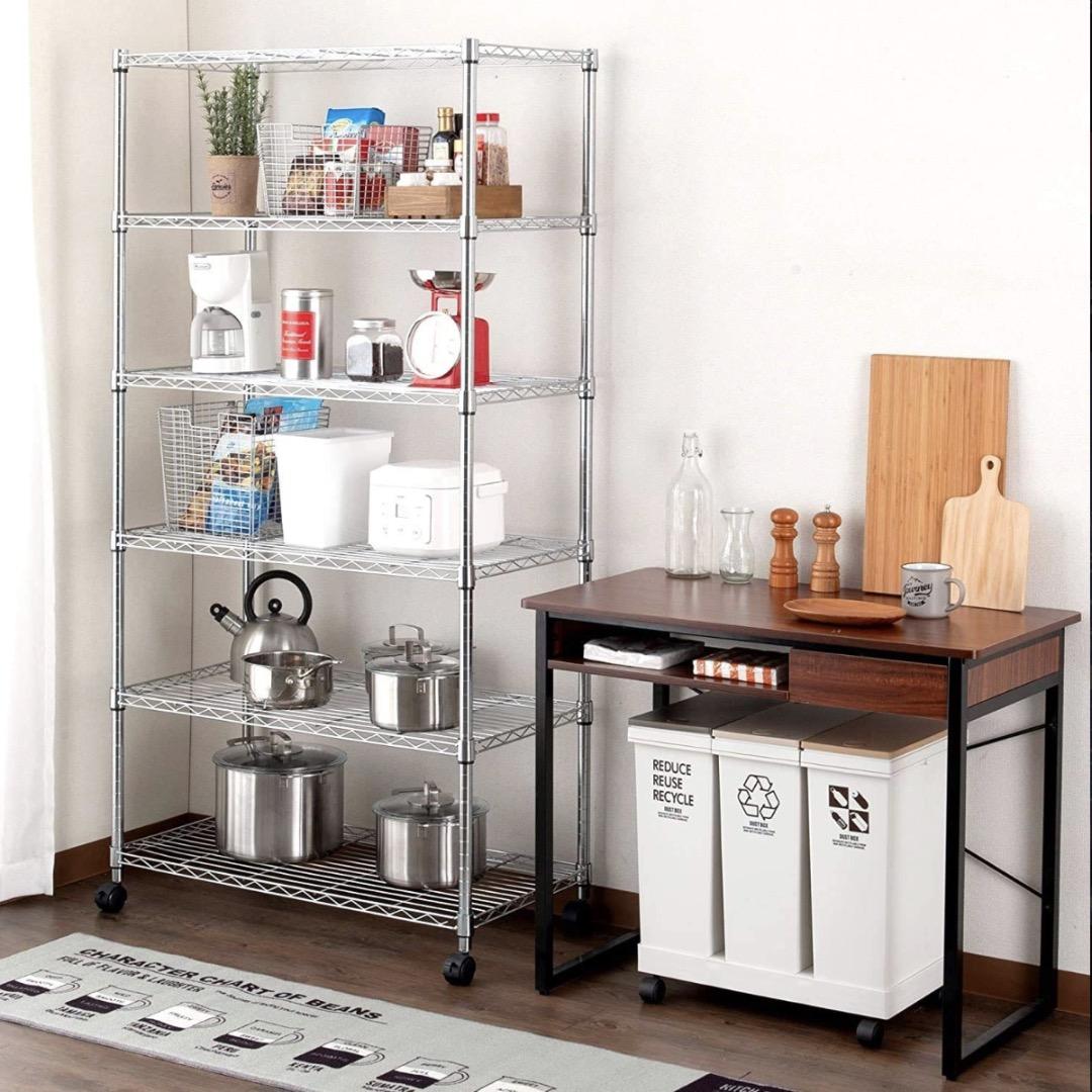 シルバー【 5段スチールラック 】キャスター付き 《ルミナス互換性あり》