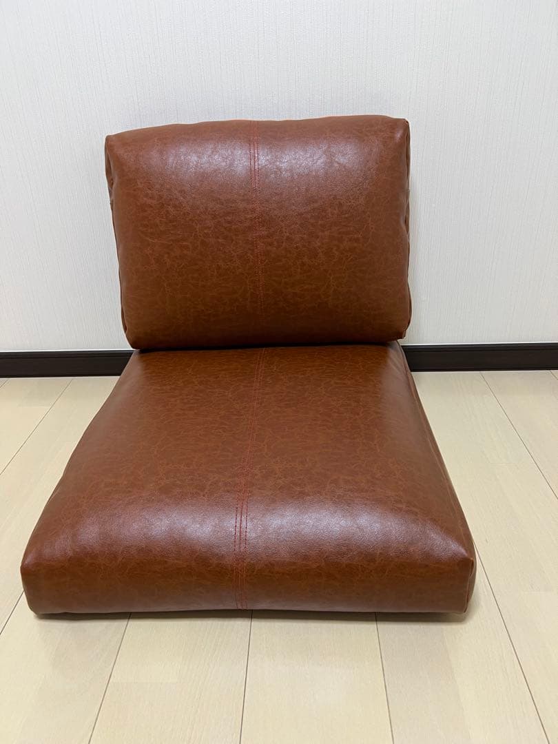スチールフレーム3人掛ソファ　ブラウン合成皮革　座面・背面3個セット