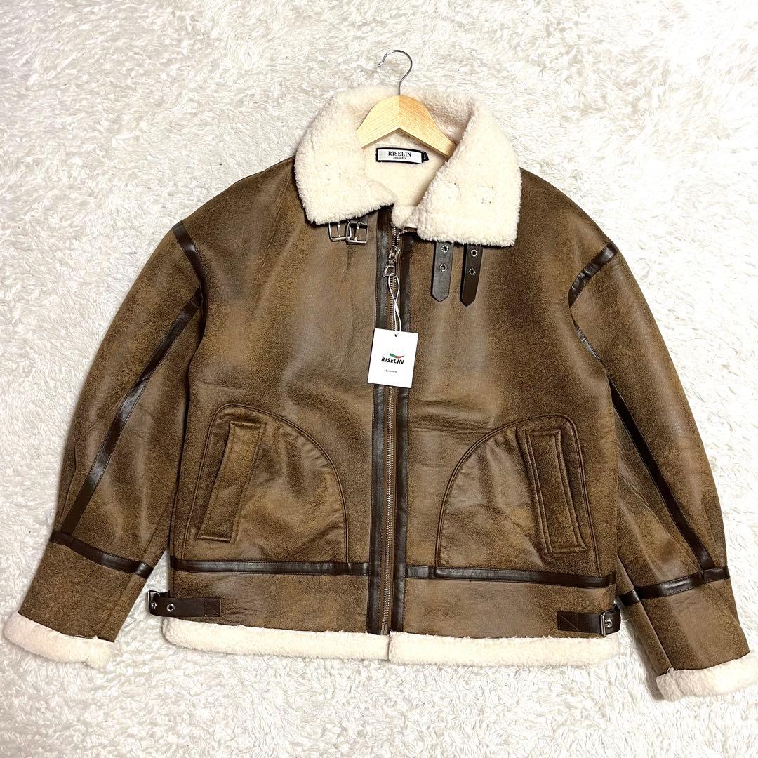 ✨新品未使用✨RISELIN リアルムートンジャケット 羊革 B-3 XLサイズ