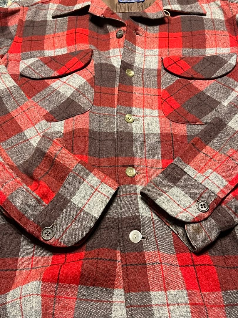 G*o様 50s60s/ペンドルトン/ボードシャツ/M/ウール/チェック/レッド