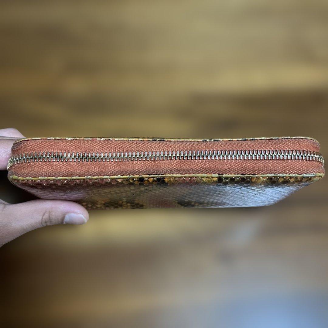 美品！グッチ 長財布 パイソン バンブー チャーム タッセル オレンジ