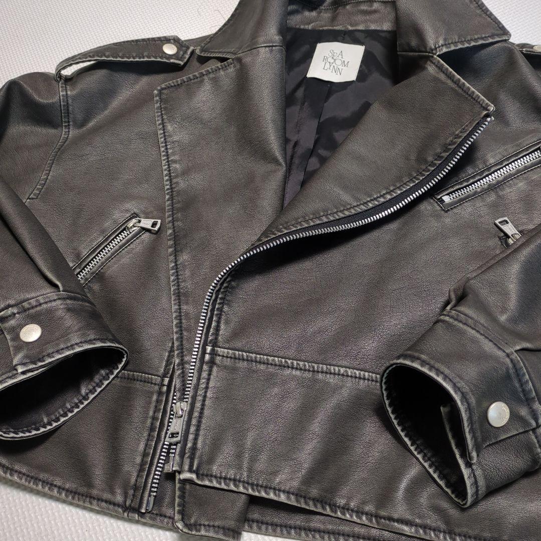 SHAROOM LYNN ショートライダースジャケット　ウォッシュブラック