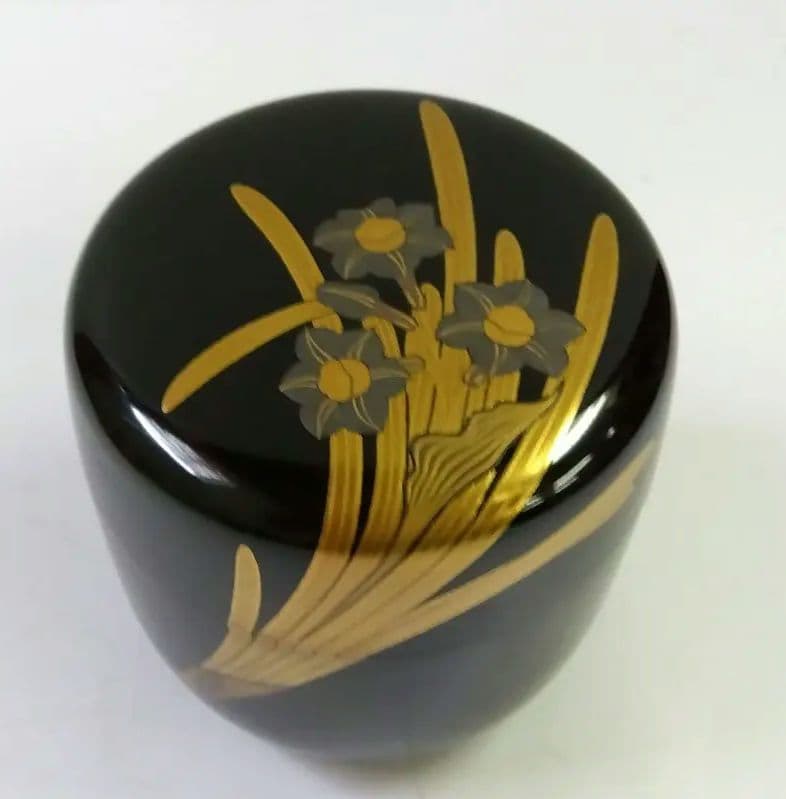 茶道具 薄器 大棗 水仙蒔絵 内銀地 輪島塗 鈴谷鐵五郎 鉄五郎 新品