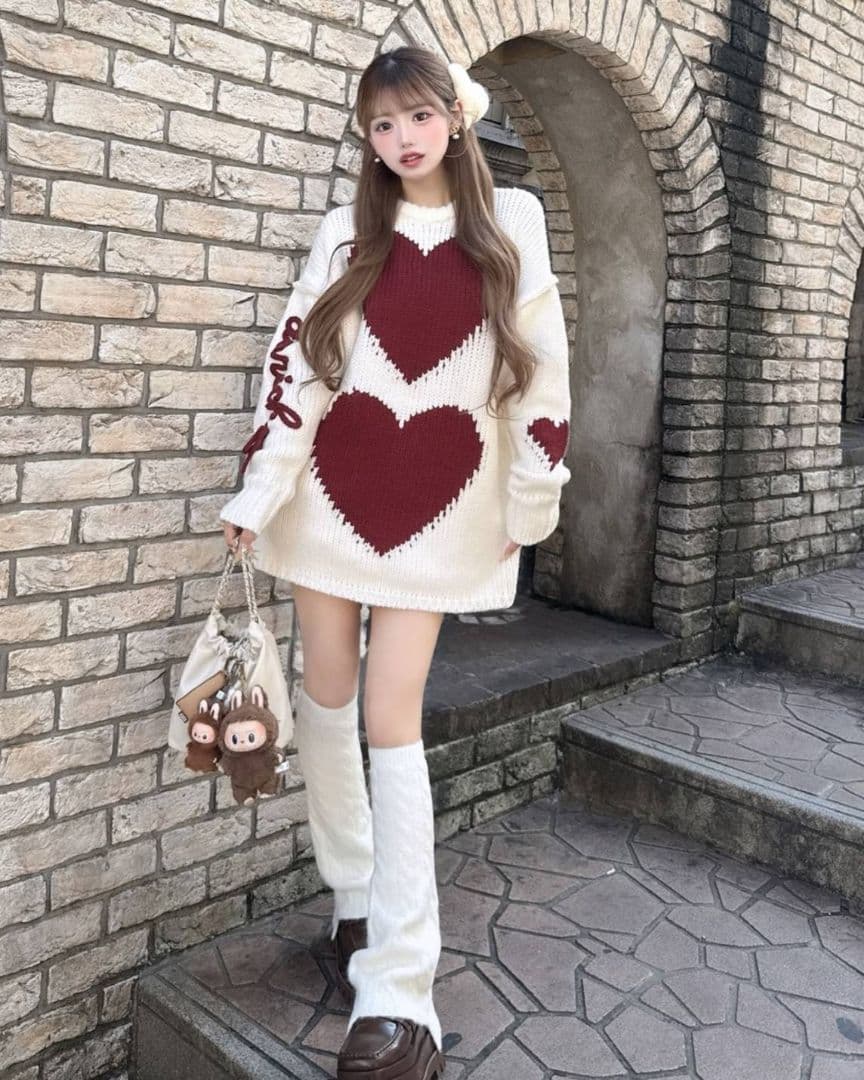 ダーリッチ ハートロゴローゲージニットチュニック 新品タグ付き / Free