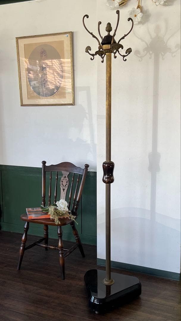 k065r119 アンティーク調コートハンガー/ポールハンガー 帽子掛け 回転