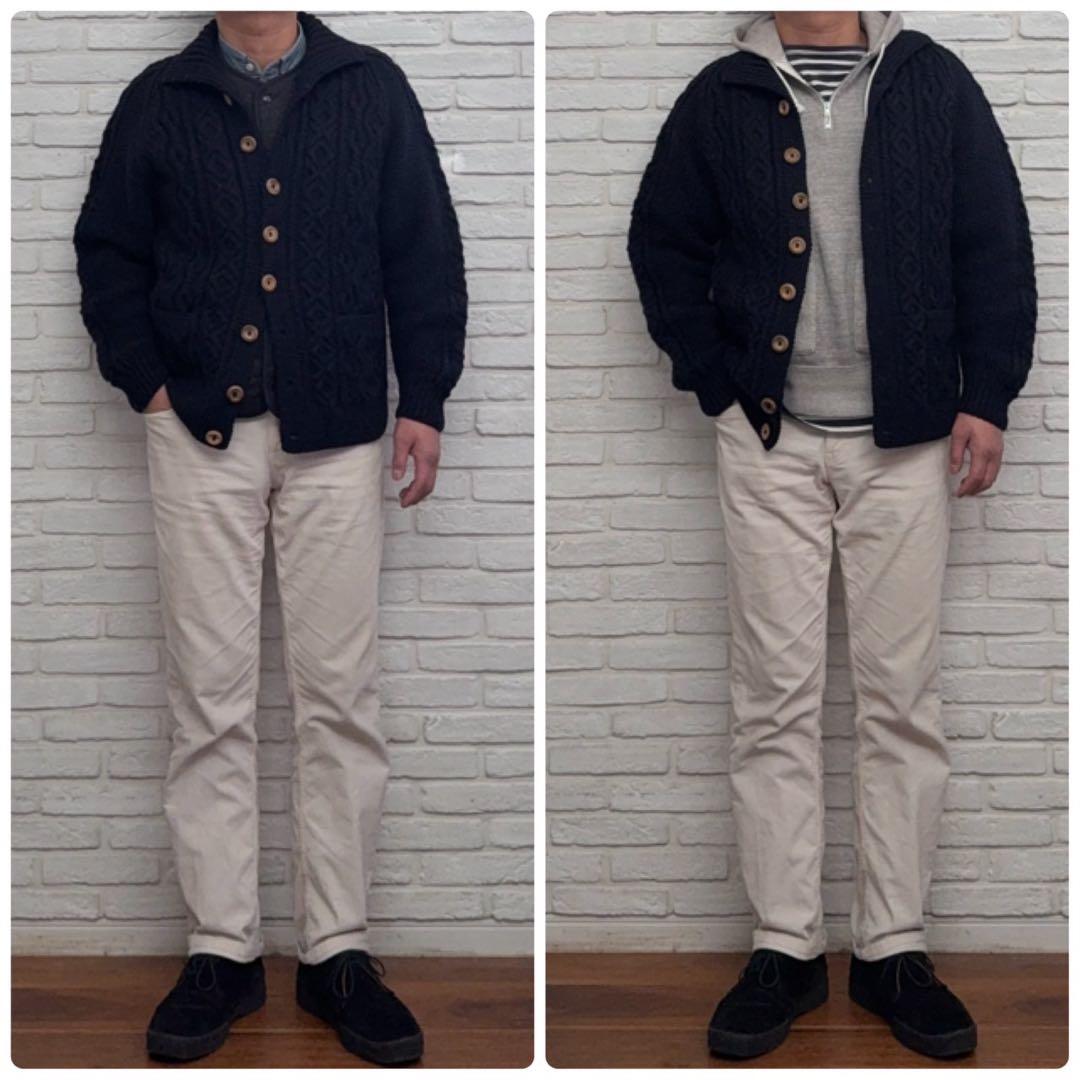 美品！英国製【インバーアラン】3A ローゲージ　ランバーカーディガン　別注