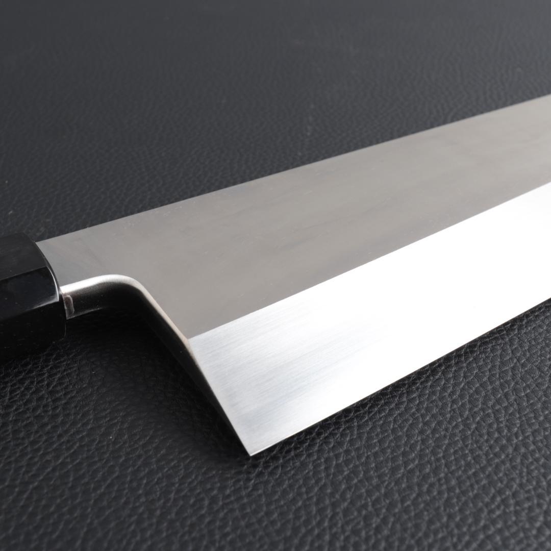 10572 梵静刃物 究極の出刃包丁 尺 刺身包丁 黒檀黒水牛角白三本巻八角柄