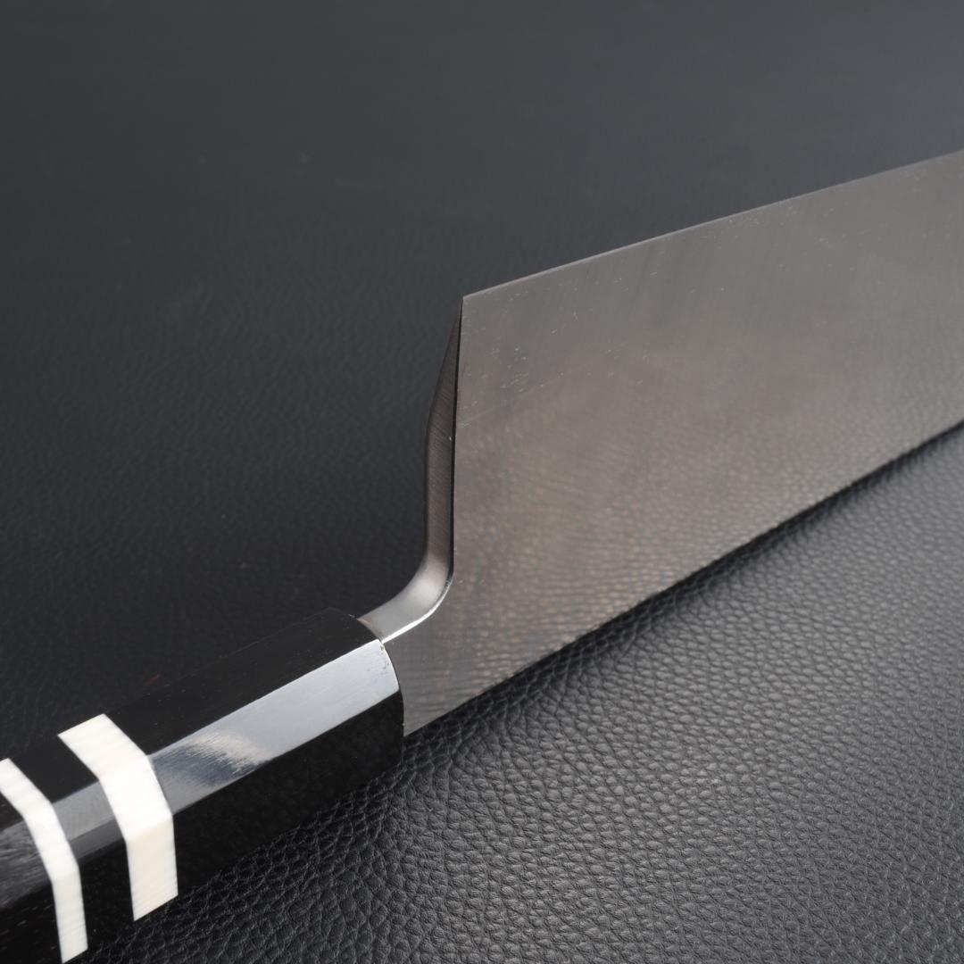 10572 梵静刃物 究極の出刃包丁 尺 刺身包丁 黒檀黒水牛角白三本巻八角柄