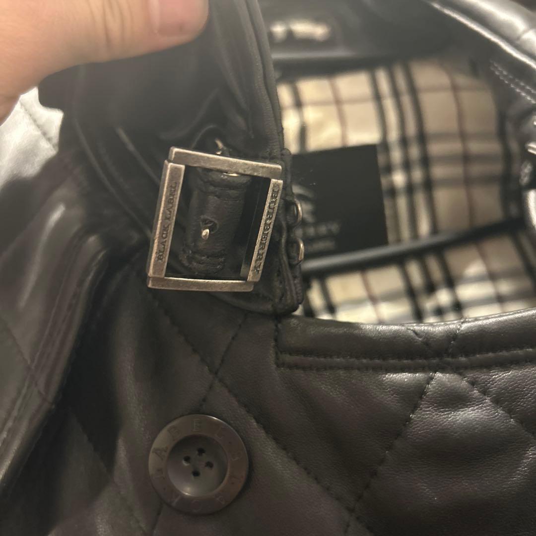 高級　美品　バーバリー　レザーコート　ジャケット　ブラック　黒　M ロング