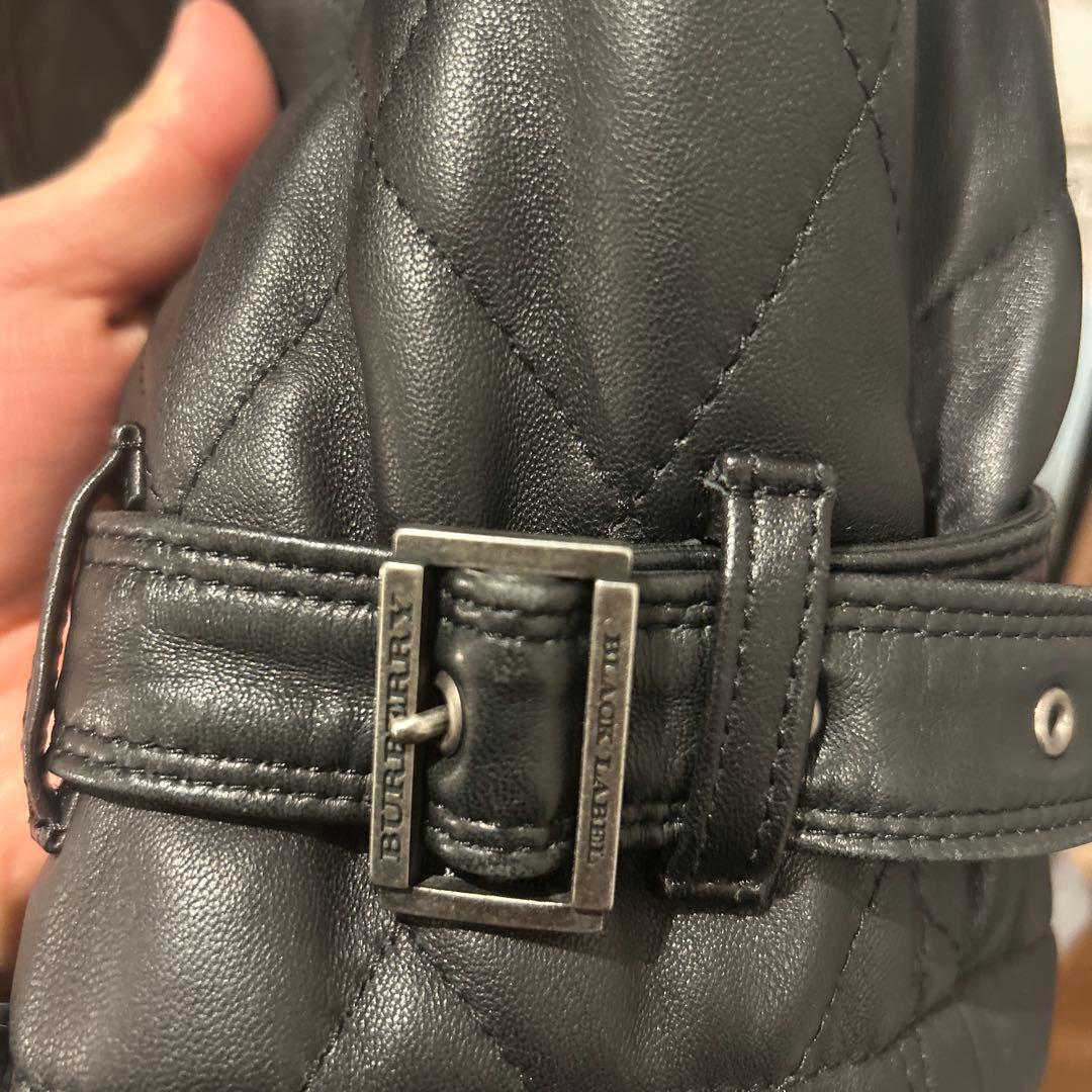 高級　美品　バーバリー　レザーコート　ジャケット　ブラック　黒　M ロング