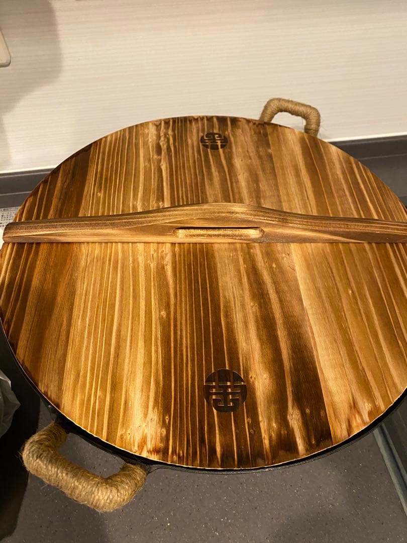 鉄製 中華鍋 直径34cm 杉蓋付き
