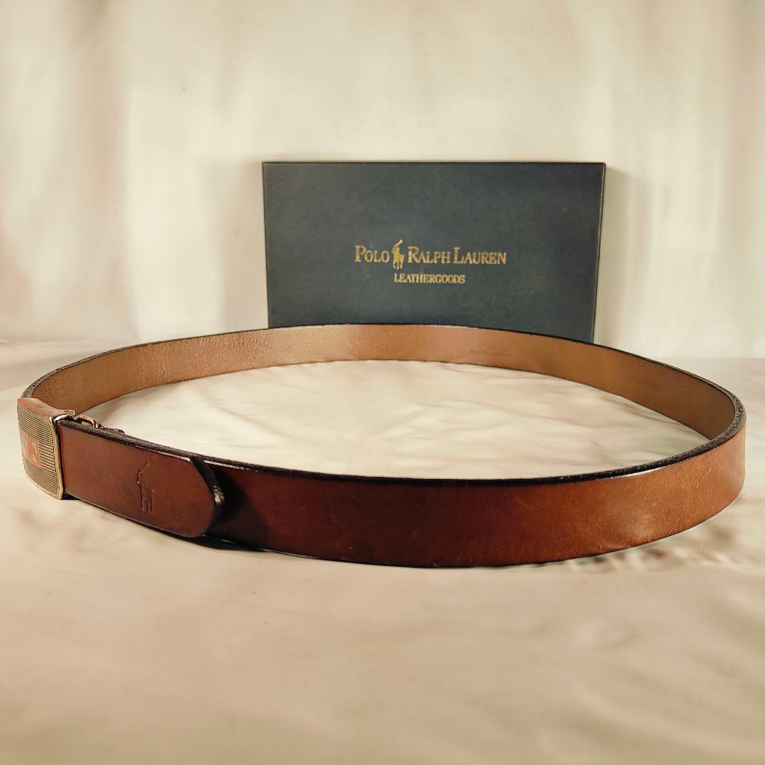 【ヴィンテージ】PRL RALPH LAUREN　高級厚本革ドレスベルト　正規品