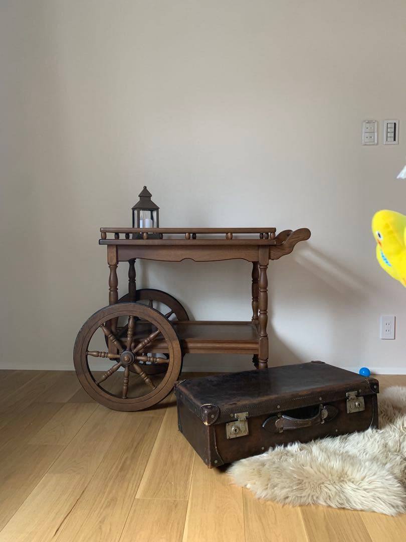 木製クラシックキッチンワゴン キャスター付き