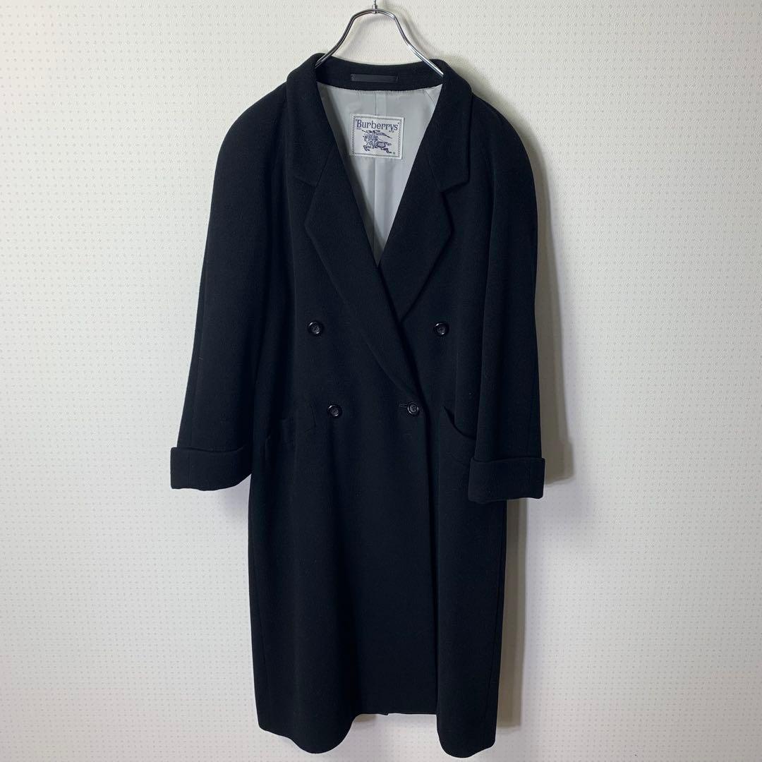 美品 Burberrys カシミアブレンドウールダブルコート ブラック 90s