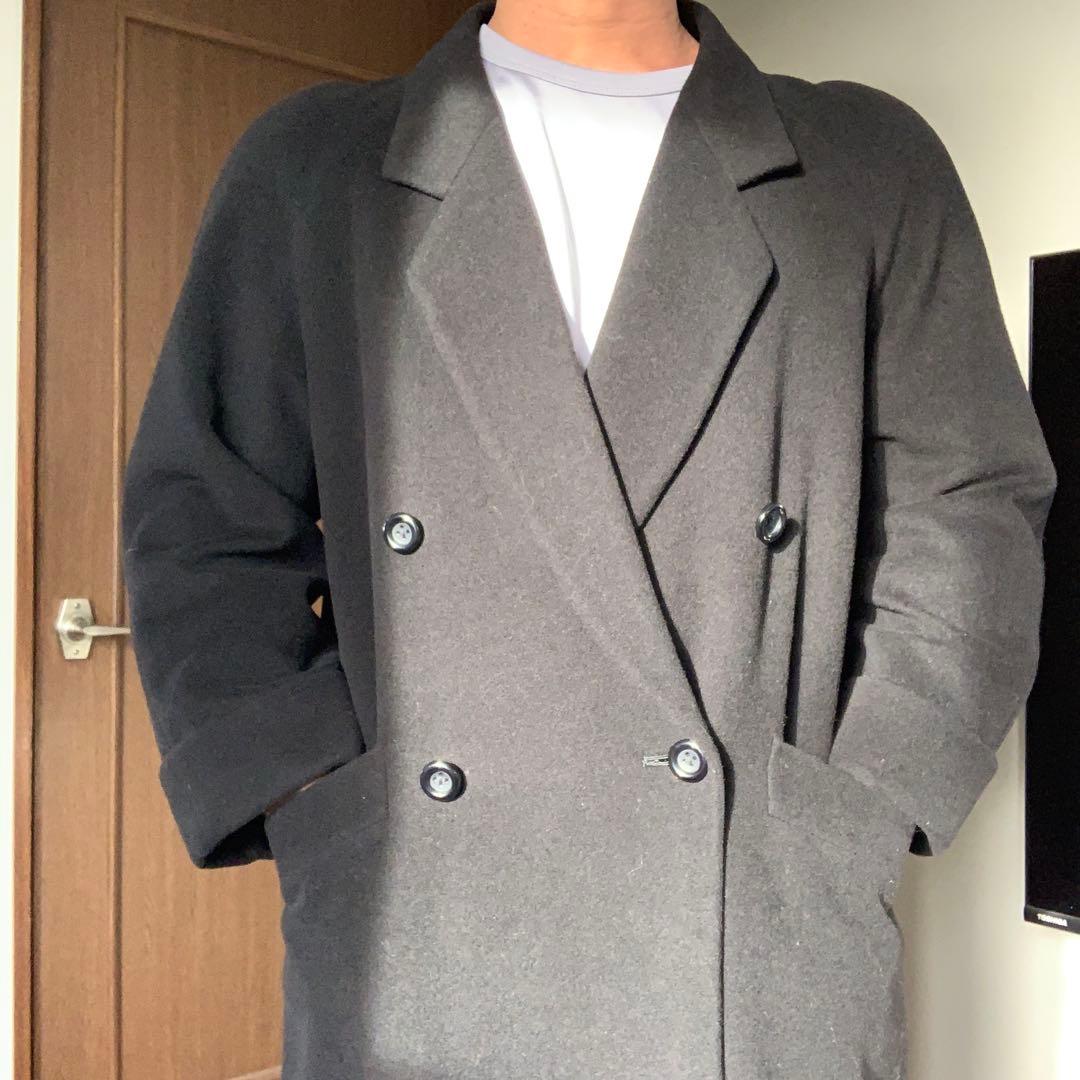 美品 Burberrys カシミアブレンドウールダブルコート ブラック 90s